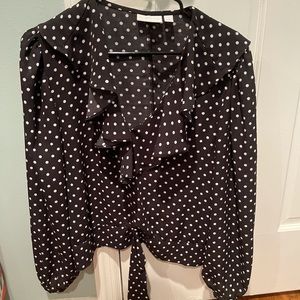 New York & Company Ruffle Polka Dot Blouse